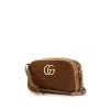 Gucci GG Marmont shoulder bag in brown velvet - 00pp thumbnail