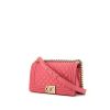 Chanel Boy shoulder bag in pink quilted leather - 00pp thumbnail
