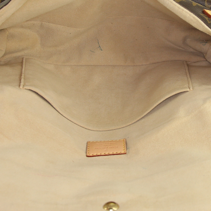 Sac à main Louis Vuitton Hudson en toile monogram marron et cuir naturel - Detail D2