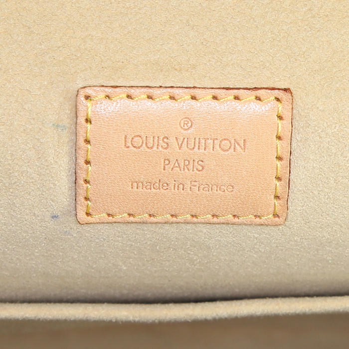 Sac à main Louis Vuitton Hudson en toile monogram marron et cuir naturel - Detail D3