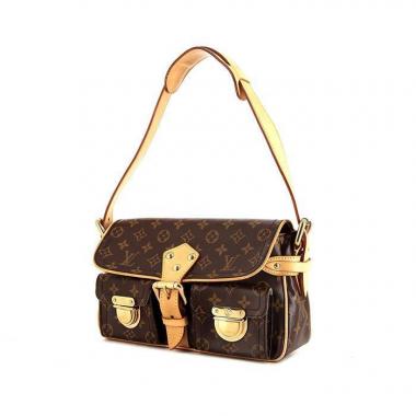 Bolso de mano Louis Vuitton Hudson en lona Monogram marrón y cuero natural