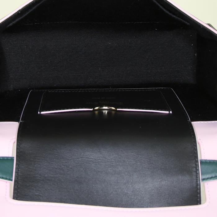 Bolso bandolera Dior Diorever en cuero negro y rosa - Detail D3