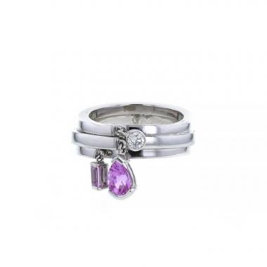 Anello Chaumet Le Grand Frisson in oro bianco,  diamante e tormaline rosa