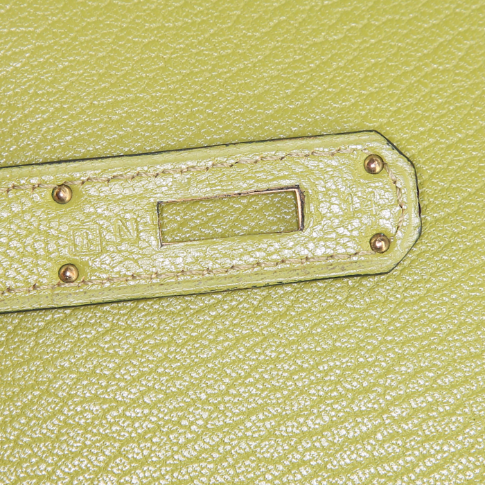Borsa Hermes Kelly 28 cm in pelle Mysore verde - Detail D5