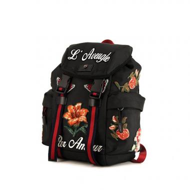 Borsa Gucci Techpack in tela nera a fiori