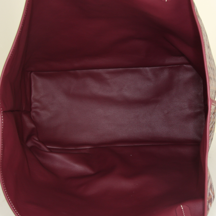 Sac cabas Goyard Anjou en toile Goyardine bordeaux et cuir bordeaux - Detail D2