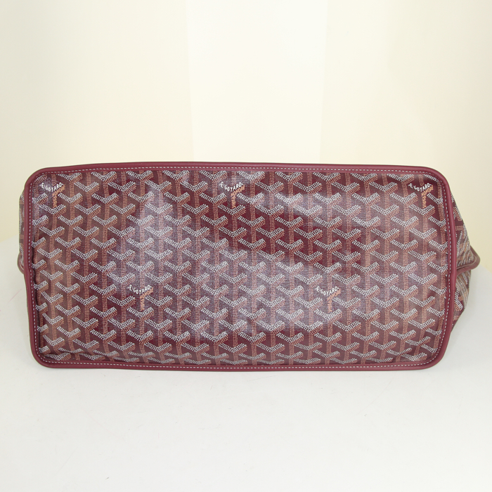 Sac cabas Goyard Anjou en toile Goyardine bordeaux et cuir bordeaux - Detail D4