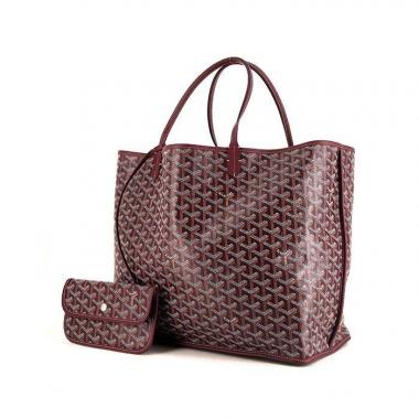 Bolso Cabás Goyard Anjou en tela Goyardine color burdeos y cuero color burdeos