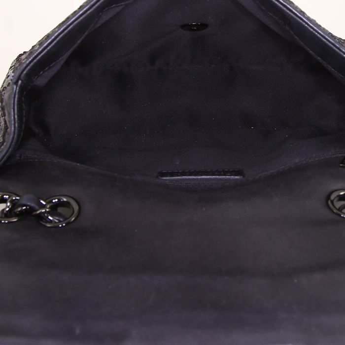 Borsa Chanel in pelle nera e paillettes nere - Detail D3