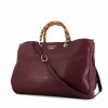 Gucci Bamboo handbag in burgundy grained leather - 00pp thumbnail