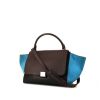 Celine Trapeze medium model handbag in purple and black leather and blue suede - 00pp thumbnail
