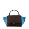 Celine Trapeze medium model handbag in purple and black leather and blue suede - 360 thumbnail