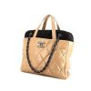 Chanel Portobello bag worn on the shoulder or carried in the hand in beige quilted leather and black tweed - 00pp thumbnail