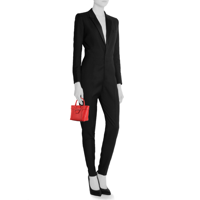 Sac bandoulière Tod's Double T petit modèle en cuir rouge - Detail D1