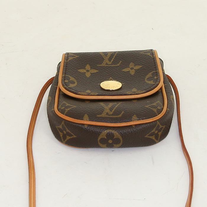 Borsa a tracolla Louis Vuitton Rift mini in tela monogram marrone e pelle naturale - Detail D4