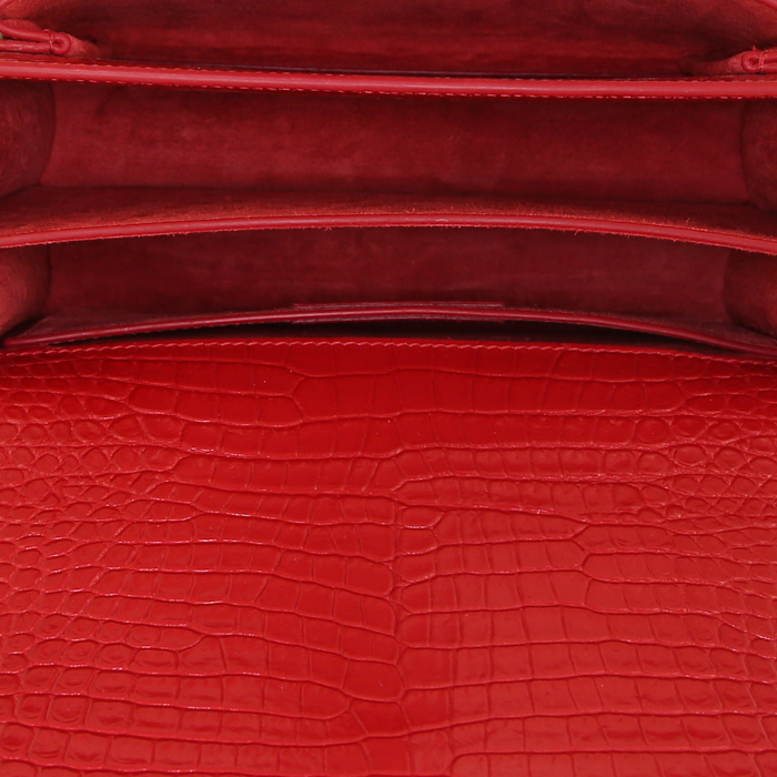 Saint Laurent Sunset shoulder bag in red leather - Detail D3