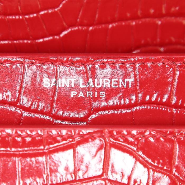 Saint Laurent Sunset shoulder bag in red leather - Detail D4