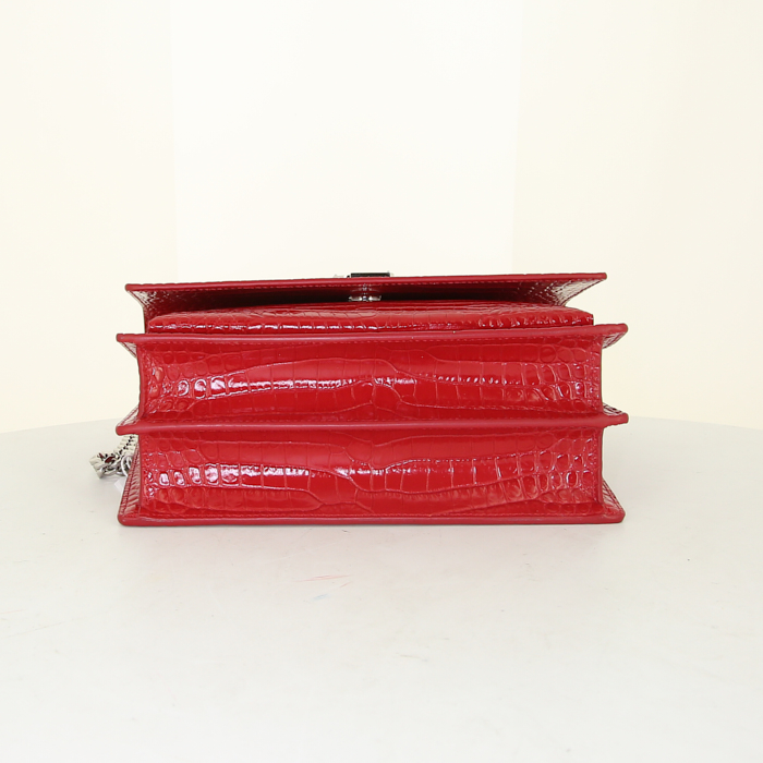 Saint Laurent Sunset shoulder bag in red leather - Detail D5