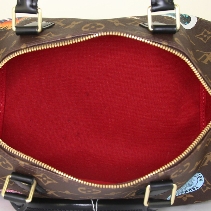 Bolso de mano Louis Vuitton Speedy Editions Limitées en lona Monogram y cuero negro - Detail D3