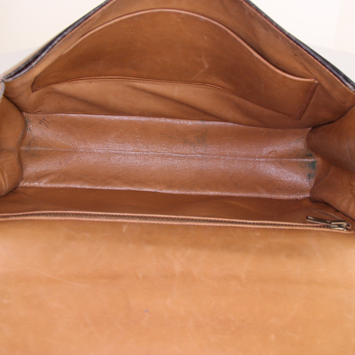 Bolso bandolera Hermès Sandrine en cuero box color oro - Detail D2