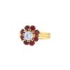 Vintage 1980's ring in yellow gold,  diamonds and ruby - 00pp thumbnail