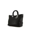 Shopping bag Dior Diorissimo in pelle nera intrecciata e pelle verniciata nera - 00pp thumbnail
