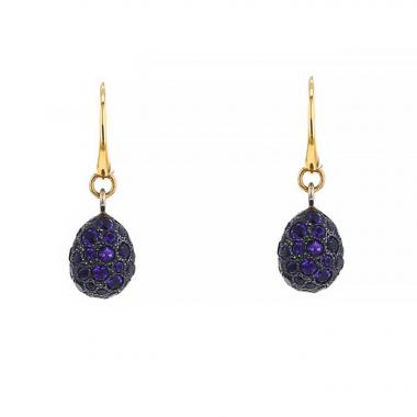 Pendientes Pomellato Tabou en oro rosa,  plata y zafiros violetos