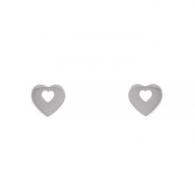 Paire de boucles d'oreilles Poiray Coeur Secret en or blanc
