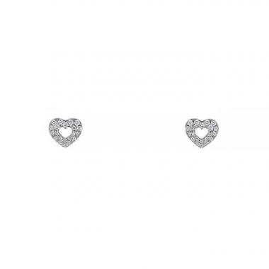 Paire de puces d'oreilles Poiray Coeur Secret en or blanc et diamants