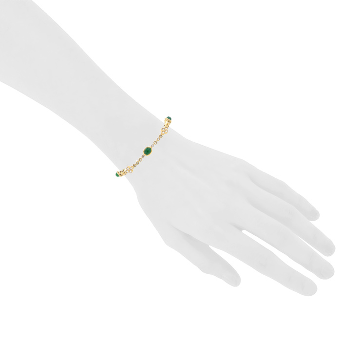Vintage 1980's bracelet in yellow gold,  diamonds and emerald - Detail D1