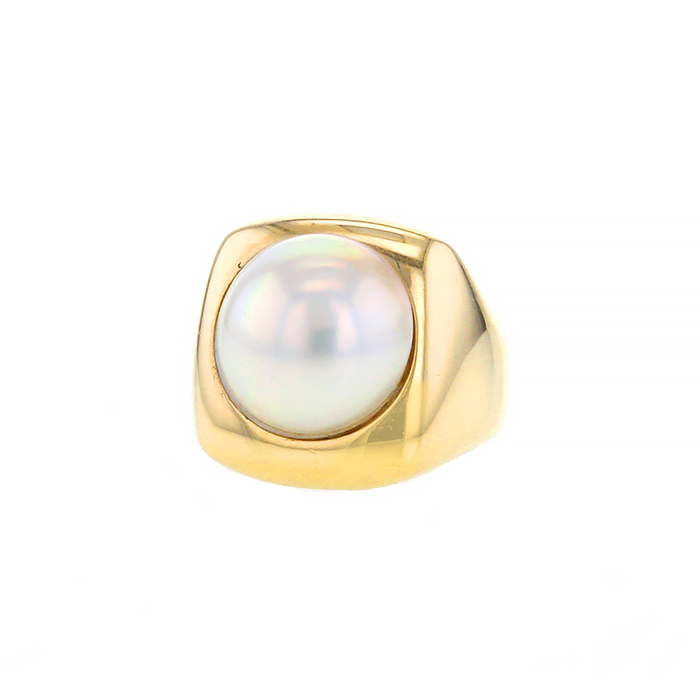 Anello Vintage in oro giallo 14k e perla