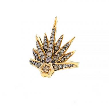 Anello asimmetrico H. Stern Genesis Sirius in oro giallo e diamanti brown