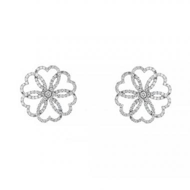 Paire de boucles d'oreilles Rosace Poiray en or blanc et diamants