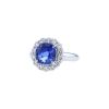 Vintage 1990's ring in platinium, diamonds and sapphire and in sapphire - 00pp thumbnail