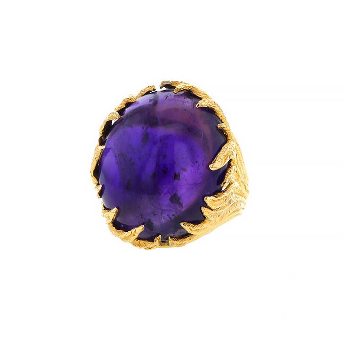 Bague améthyste en or laminé 14 carats, vintage des années 1990, taille