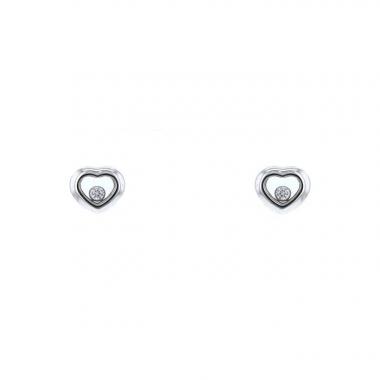 Paire de puces d'oreilles Chopard Happy Diamonds en or blanc et diamants