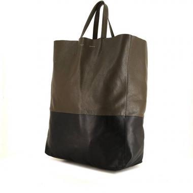 Bolso Cabás Celine Vertical en cuero bicolor marrón y negro