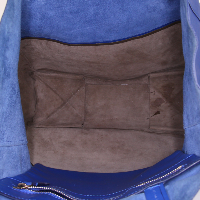 Celine Vertical shopping bag in blue and brown bicolor leather - Detail D2