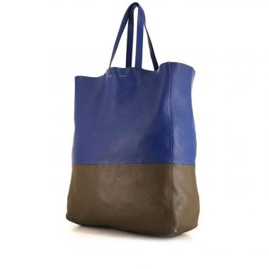 Bolso Cabás Celine Vertical en cuero bicolor azul y marrón