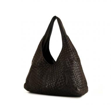 Sac porté épaule Bottega Veneta Ball en cuir tressé marron