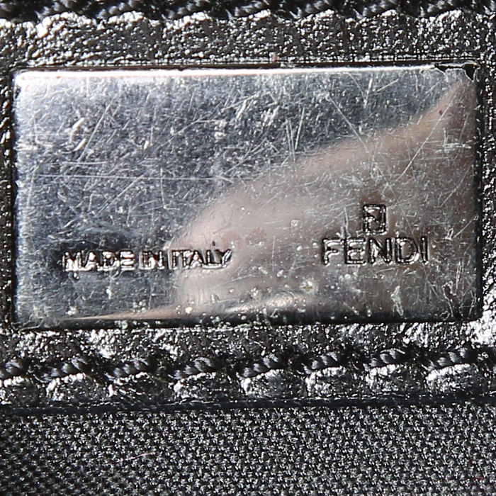 Sac porté épaule ou main Fendi Mini Baguette mini en toile marron et cuir marron - Detail D3