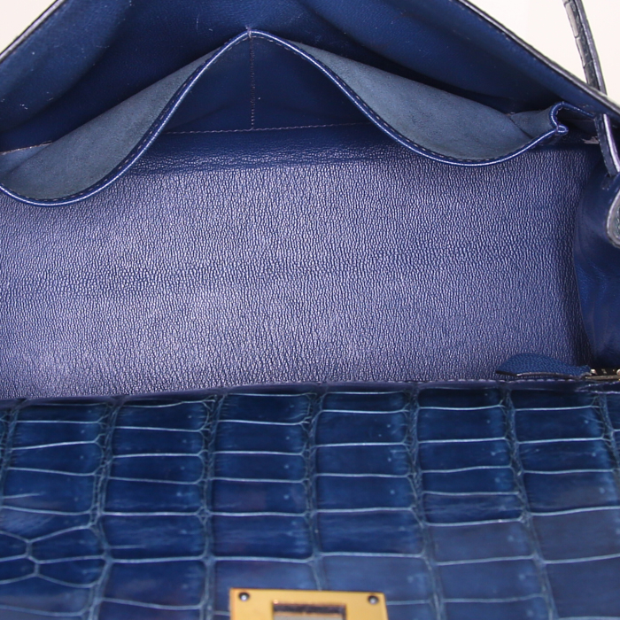 Bolso Hermes Kelly 28 cm en cocodrilo azul - Detail D3