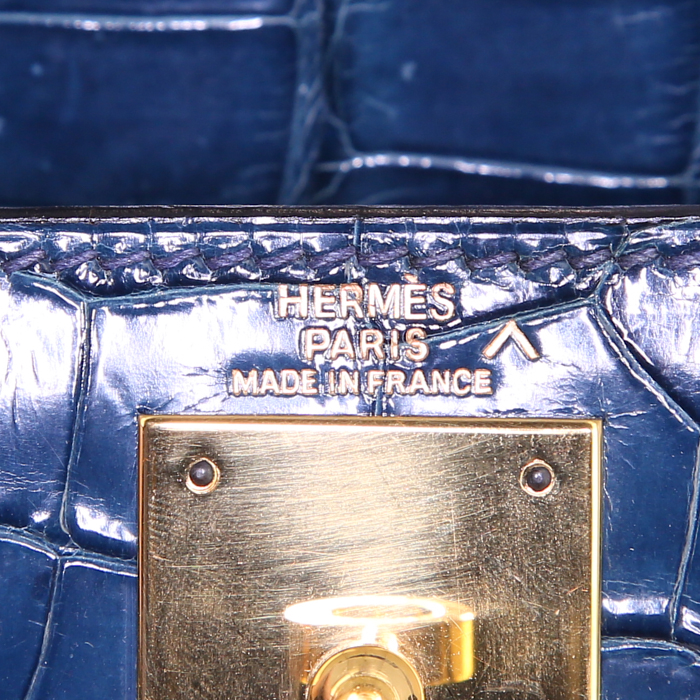 Borsa Hermes Kelly 28 cm in coccodrillo blu - Detail D4