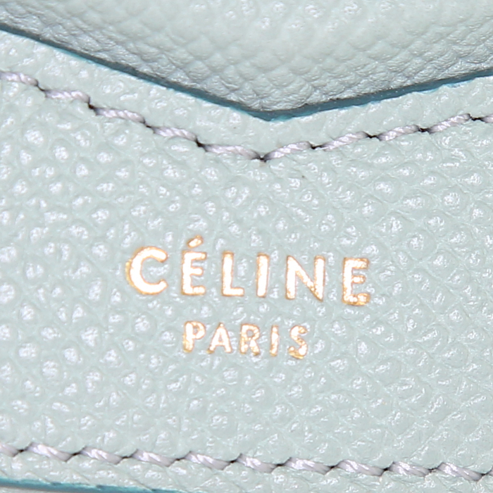 Borsa a tracolla Céline Trotteur modello piccolo in pelle martellata verde acqua - Detail D3
