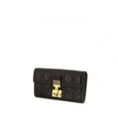 Dior Dioraddict wallet in black leather cannage