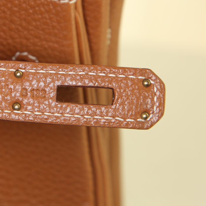 Borsa Hermes Birkin 35 cm in pelle togo gold - Detail D4
