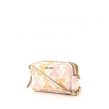 Borsa a tracolla Miu Miu in pelle multicolore bianca con decoro di animali