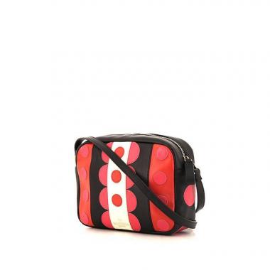 Bolso bandolera Valentino Garavani Camera en cuero multicolor negro, rosa y blanco