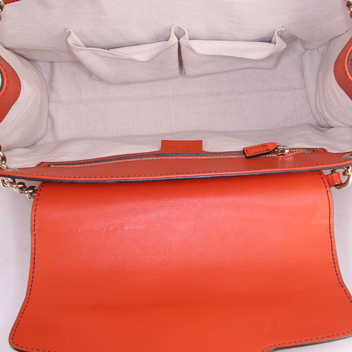 Gucci Emily handbag in orange monogram leather - Detail D3