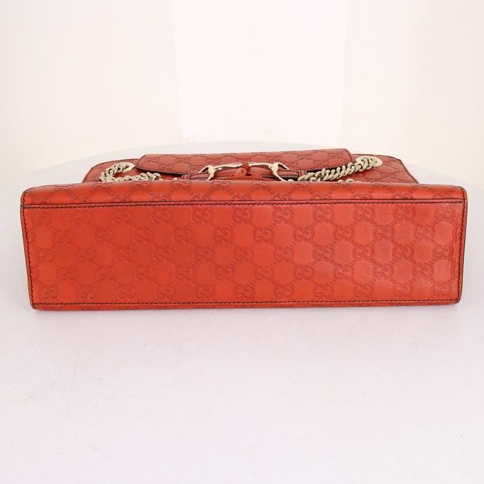 Sac à main Gucci Emily en cuir monogram orange - Detail D5